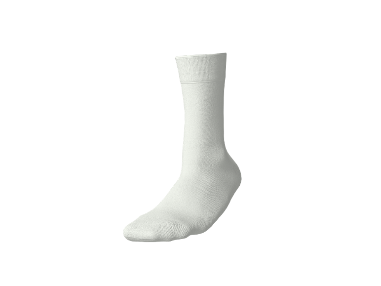 Un calzino bianco su sfondo nero