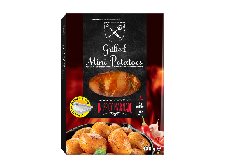 Confezione di mini patate grigliate in marinata piccante, 400 g.