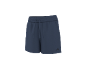 Pantaloncini sportivi blu scuro con elastico in vita e coulisse.