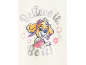Maglietta per bambini con stampa di cucciolo dei cartoni animati e testo glitterato: 'Believe it. Be it!'