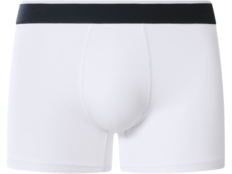 Boxer bianchi da uomo con elastico nero.