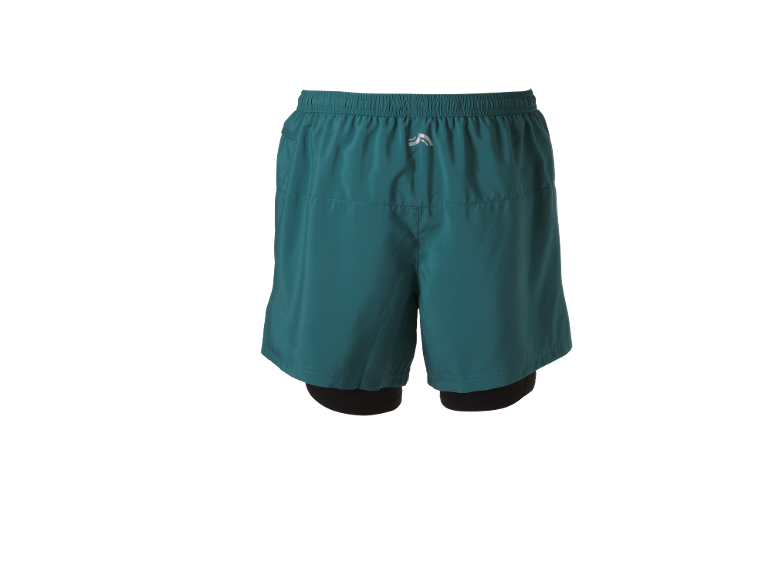 Pantaloncini da corsa verde acqua con elastico in vita e piccolo logo riflettente.