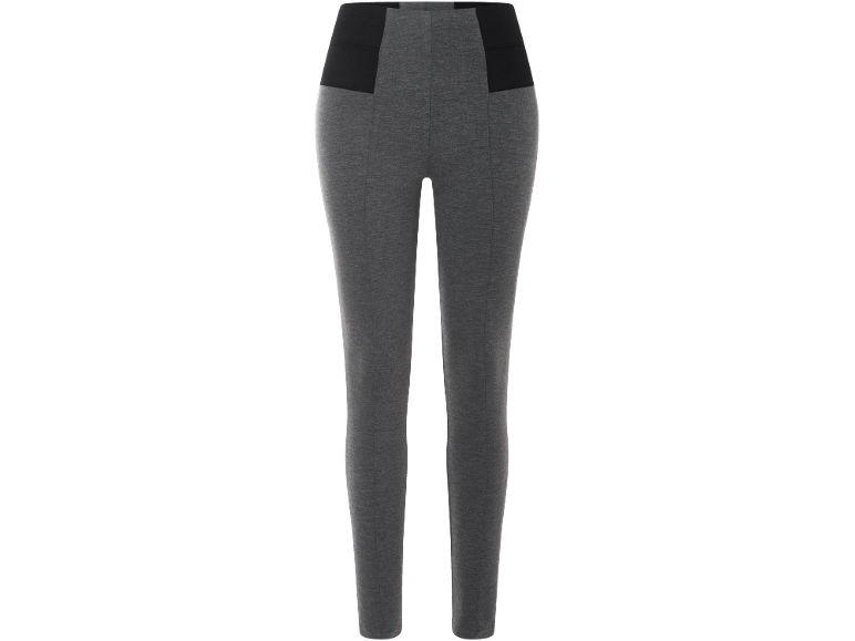 Leggings grigi da donna con vita elasticizzata nera.