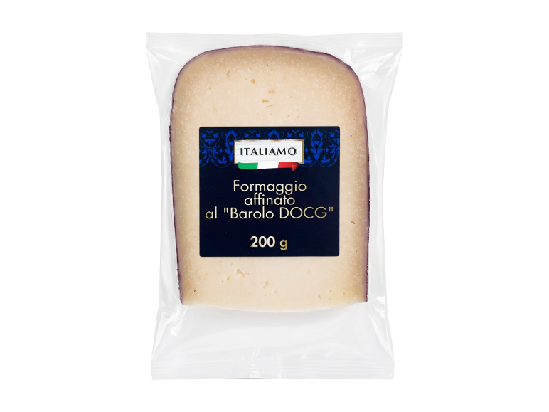 Formaggio affinato al Barolo DOCG in confezione trasparente, 200 g