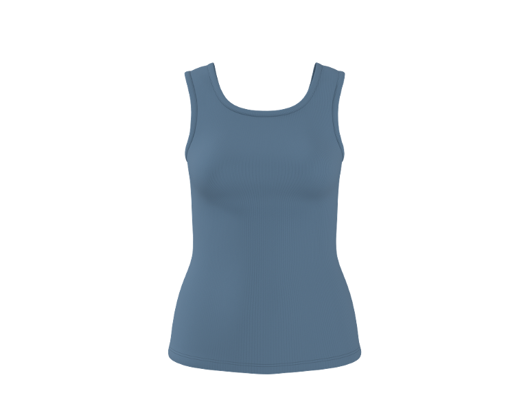 Canotta a costine blu da donna