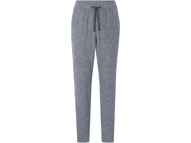 Pantaloni da uomo grigi in lino con coulisse in vita.