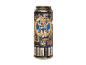 Lattina di birra Imperial Stout con design steampunk e un uomo con cappello e occhiali.