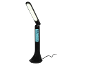 Lampada da scrivania LED nera con display digitale che mostra ora, data e temperatura.