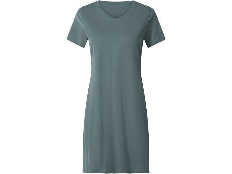 Abito a t-shirt verde-blu con scollo a V