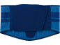 Cintura di supporto lombare blu con dettagli in tessuto.