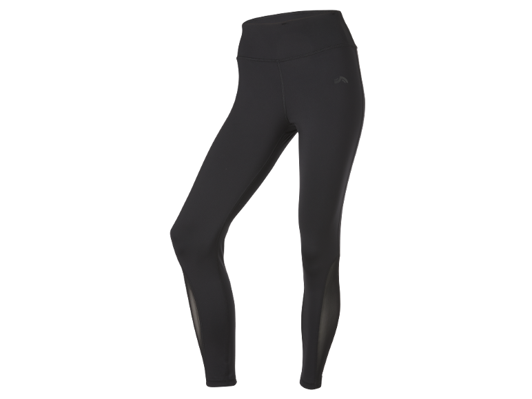 Leggings neri da donna a vita alta con inserti in mesh.