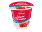 Vasetto rosso di yogurt cremoso alla fragola con la scritta 'Yogurt Cremoso Fragola'.