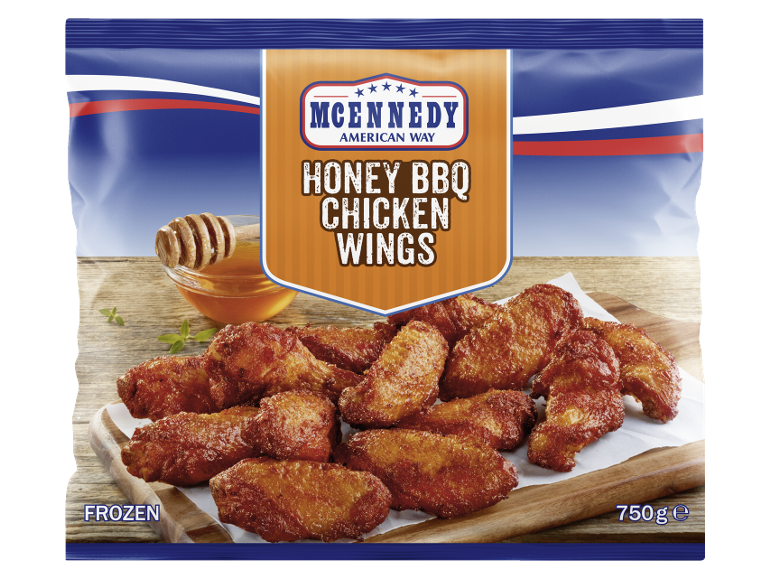 Ali di pollo BBQ al miele congelate, 750g.