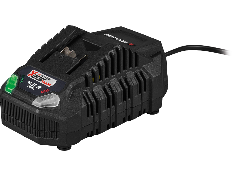 Caricabatterie con testo X 20V TEAM e 4,5 A max.