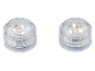 Due luci LED sommergibili trasparenti con luce bianca calda, ideali per decorazioni.