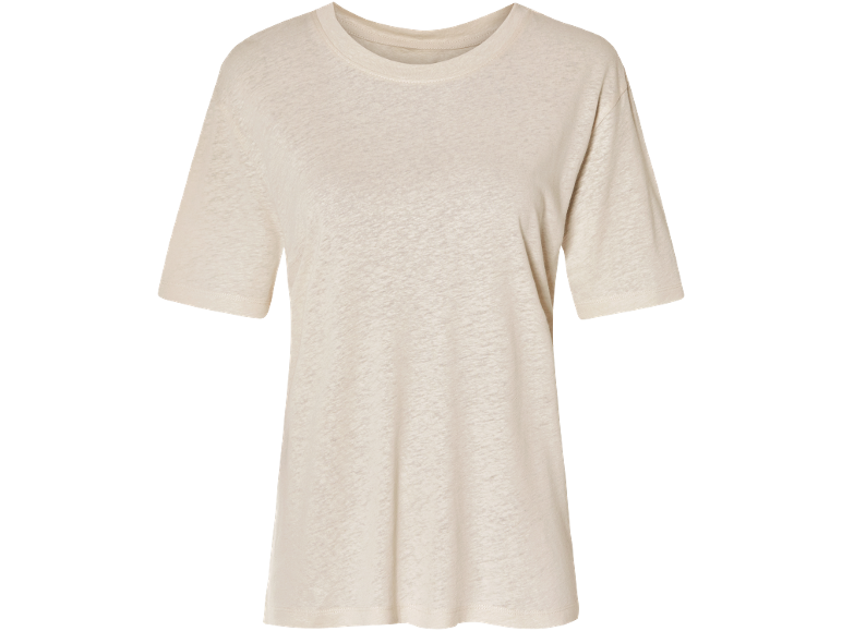 Maglietta a maniche corte beige chiaro con texture di lino