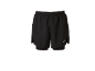 Pantaloncini da corsa neri da uomo con elastico in vita e pantaloncini interni.