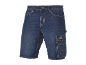 Pantaloncini in denim blu con tasche cargo e cuciture arancioni