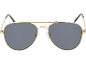 Occhiali da sole aviator con montatura dorata e lenti scure.