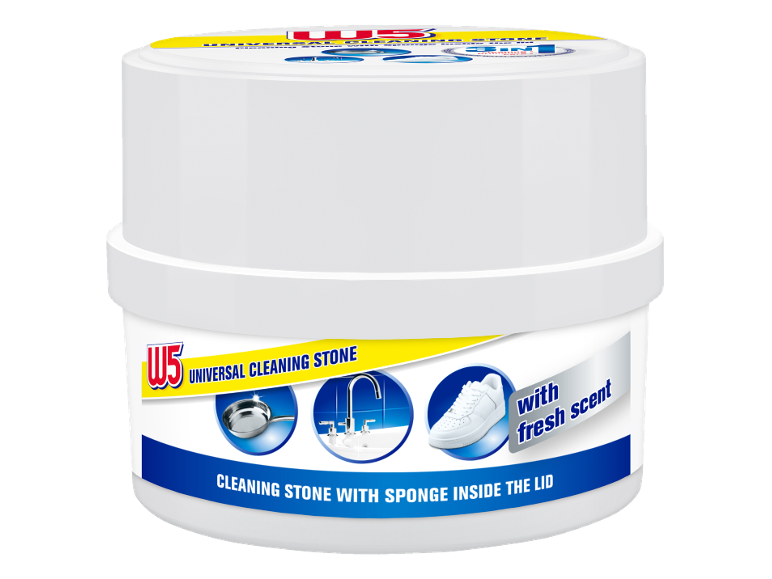 Pietra detergente universale con spugna nel coperchio, con profumo fresco, per padelle, rubinetti e scarpe.