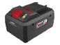 Batteria nera per utensili elettrici con pulsanti rossi e indicatore di carica.