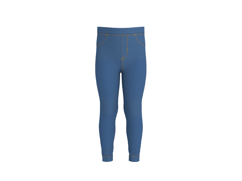 Jeans blu per bambini con cuciture arancioni.