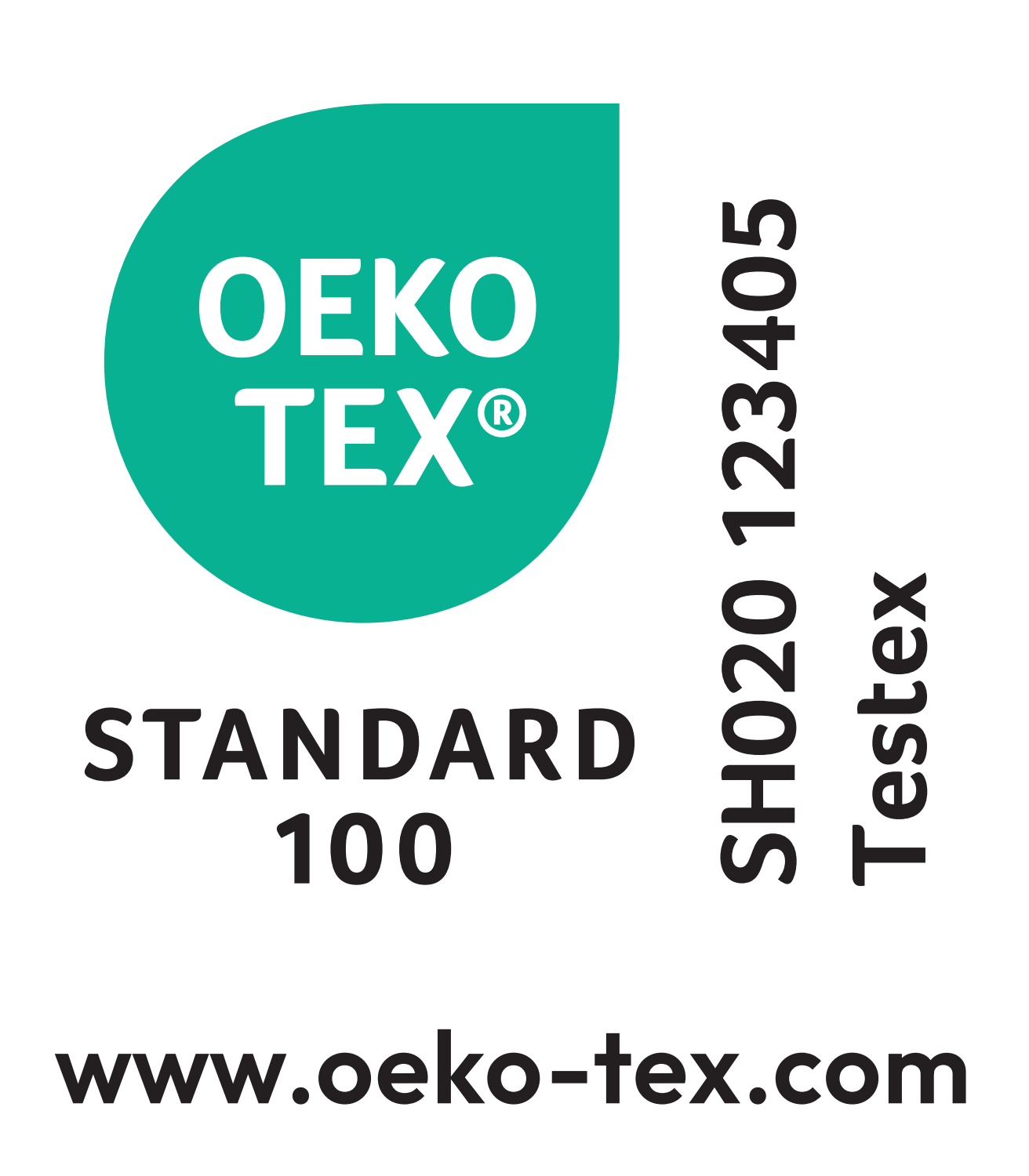 Etichetta STANDARD 100, SH020 123405 Testex, www.oeko-tex.com