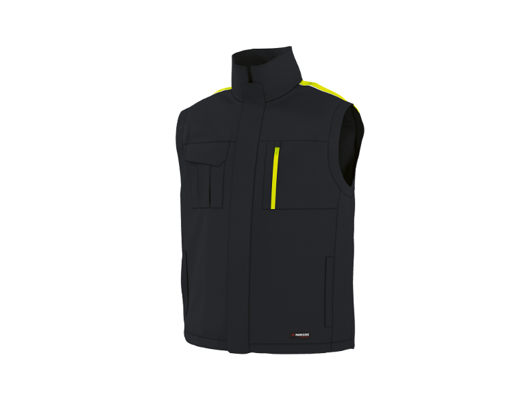 Gilet da lavoro grigio scuro con accenti giallo neon e tasche