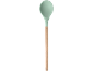 Mestolo in silicone verde chiaro con manico in legno.
