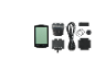 Ciclocomputer con display, sensore, cavi e accessori per bicicletta.