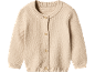 Cardigan in maglia beige con bottoni in legno per neonati