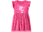 Vestito rosa da bambina con stampa di maialino e gonna in tulle glitterato.