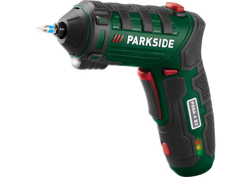 Avvitatore elettrico verde e nero con punta, con la scritta 'PSSA 4 B2'.