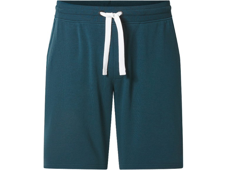 Pantaloncini sportivi da uomo turchesi con coulisse bianca in vita.