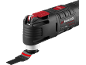 Utensile multifunzione nero e rosso con lama per sega.