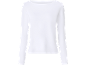 Maglietta bianca a maniche lunghe con scollo a barca