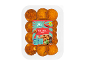 Vassoio di falafel piccanti con etichetta vegana e istruzioni di cottura.