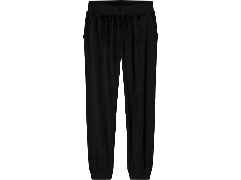 Pantaloni da jogging neri in velluto con elastico in vita e polsini alle caviglie