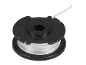 Bobina nera con filo bianco per decespugliatore, con la scritta 'www.guzzy-shop.de EAN 507528.2507'.