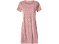Vestito rosa a maniche corte con motivo a pois bianchi.