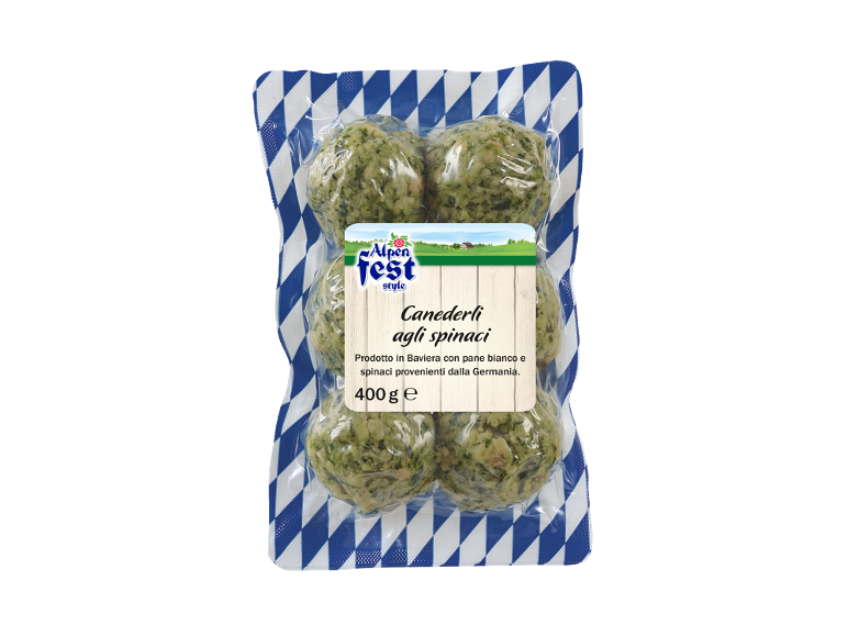Canederli agli spinaci confezionati dalla Baviera, 400 g.