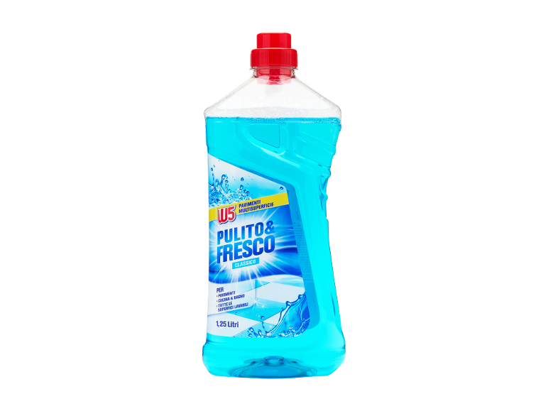 W5 Pulito&Fresco Classico, flacone da 1,25 litri con detergente blu