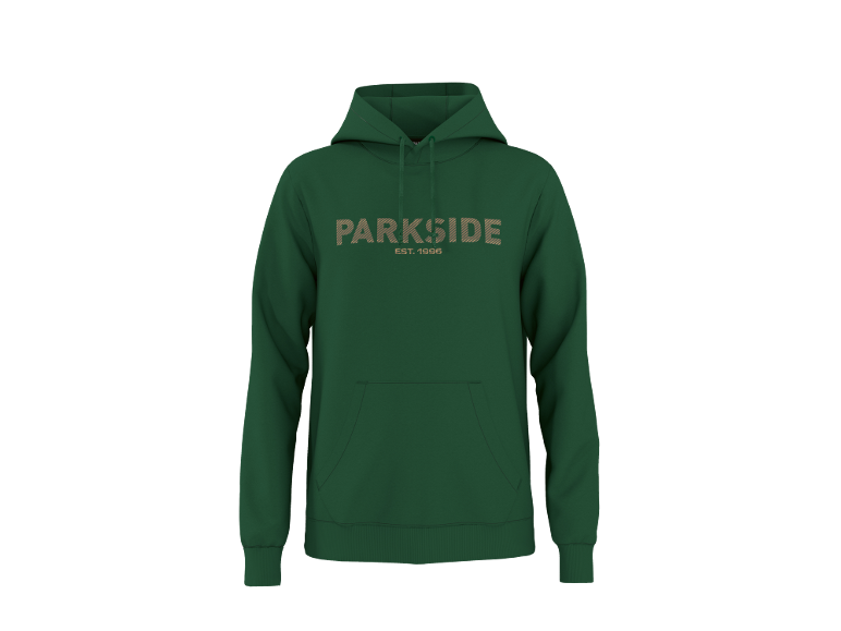 Felpa con cappuccio verde con la scritta 'PARKSIDE EST. 1996' sul petto.