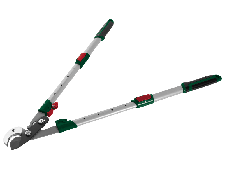 Forbici da potatura con manici lunghi e lunghezza regolabile.