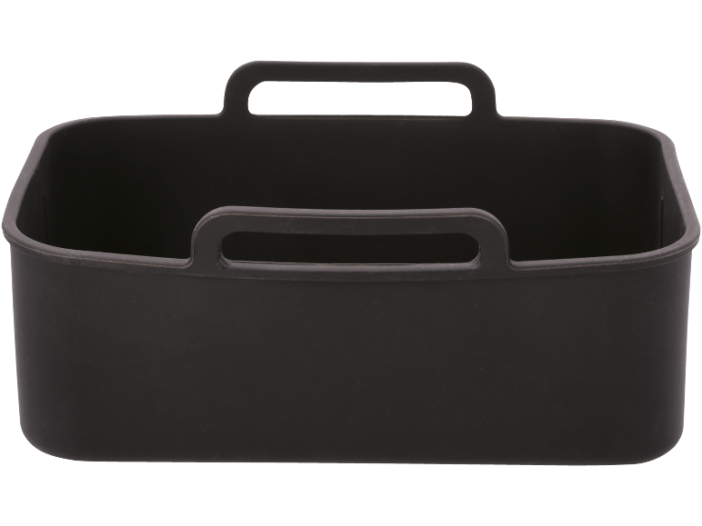 Cesto rettangolare in silicone grigio scuro con due manici