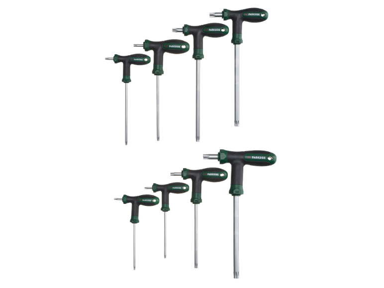 Due set di cacciaviti Torx a T, ciascuno con cinque diverse misure.