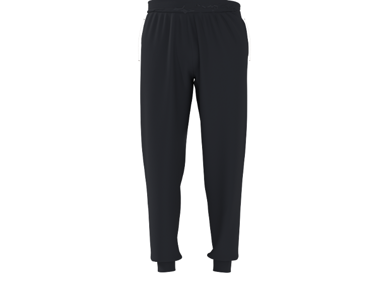 Pantaloni della tuta neri con coulisse in vita e cerniere laterali.