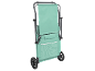 Carrello da spiaggia pieghevole verde menta con ruote e tasche portaoggetti.