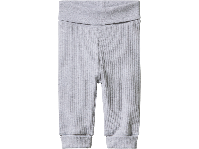 Pantaloni a costine grigi per neonato con vita e polsini elasticizzati.