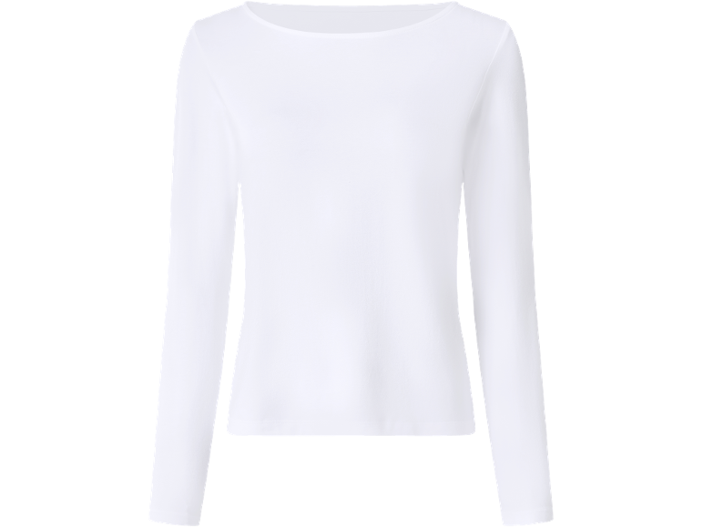 Maglietta bianca a maniche lunghe con scollo a barca